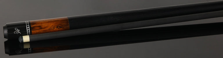 Meucci Exotic Wood Series Cocobolo Pool Cue with Lizard Leather Wrap and Carbon Shaft - EWSCBOC