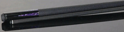 Bull Carbon Black with 6 Purple Abalone Points Play Cue with Textured Leather Wrap