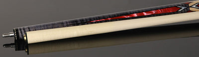 Pechauer JP Series JP18T Smoke-Stained Maple with Sim Ebony Framed Red Pearl Points No Wrap Pool Cue