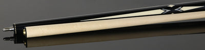 Pechauer JP T Series Ebony-Stained Maple with Sim Ebony Framed Pearl and Sim. Ivory Points No Wrap Pool Cue