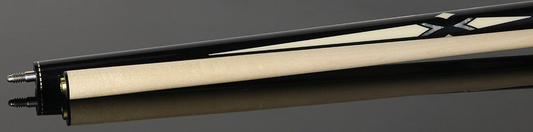 Pechauer JP T Series Ebony-Stained Maple with Sim Ebony Framed Pearl and Sim. Ivory Points No Wrap Pool Cue
