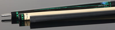 Jacoby Nova Ebony and Malachite Custom Pool Cue with 12.7mm Jacoby Black V4 Carbon Shaft and Ultra Pro Shaft