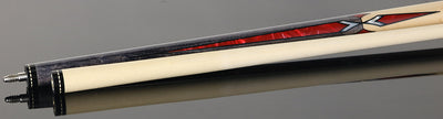 Pechauer JP T Series Smoke-Stained Maple with Sim Ebony Framed Red Pearl Points No Wrap Pool Cue