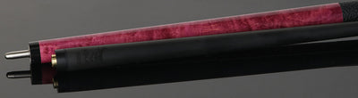Bull Carbon Pink Stained Maple with Pink Genuine Shell Inlays Play Cue with Textured Leather Wrap