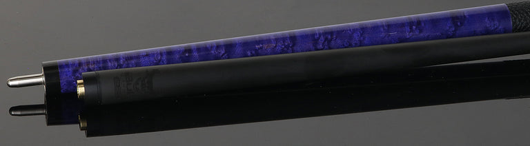 Bull Carbon Purple-Stained Birdseye Maple Play Cue with Textured Leather Wrap