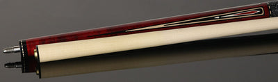 Pechauer JP T Series Wine-Stained Maple with Sim. Ebony Points and Red Pearl Inlays Pool Cue with Irish Linen Wrap