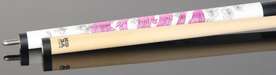 KODA Matte White with Pink Dragon Graphic Play Cue with Irish Linen Wrap