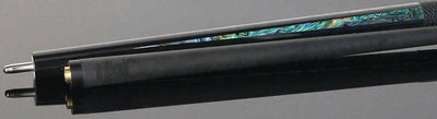 Bull Carbon Black with 6 Genuine Abalone Points Play Cue with Textured Leather Wrap
