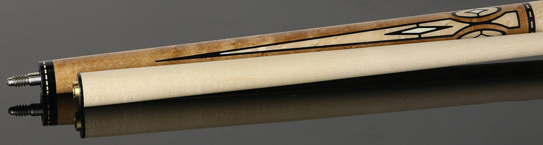 Pechauer JP T Series Natural-Stained Maple with Sim. Ebony Framed Maple and Sim. Ivory Inlays No Wrap Pool Cue