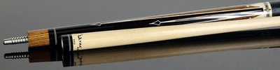 Jacoby Ebony Forearm with Bocote Points and Elforyn/Turquoise Inlays Pool Cue with 12.80mm Jacoby Ultra Pro Shaft