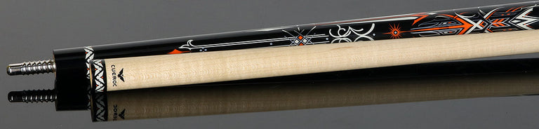 Cueroc Storm 1 Black and Orange Graphic No Wrap Pool Cue