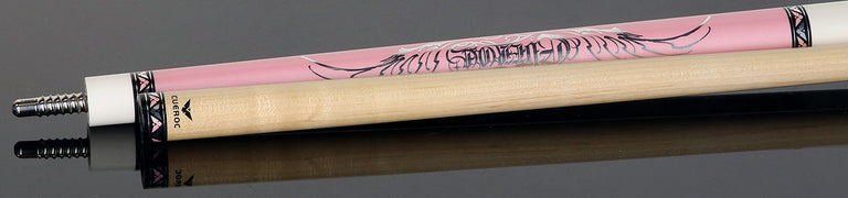 Cueroc Goth 1 Pink with Silver Graphic No Wrap Pool Cue