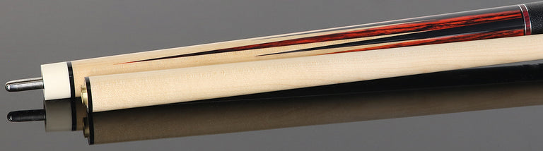 1811 Model 6 Maple Forearm with Cocobolo/Black Points Graphic and Black Embossed Lizard Pool Cue Butt- Uni-Loc