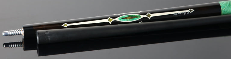 Jacoby Custom Ebony, Impregnated Burl and Micarta Play Cue with 12.9mm V4 Black Carbon Shaft - 1024-321