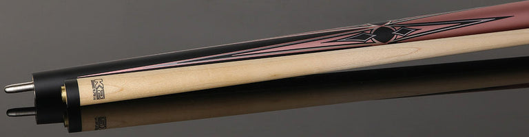 K2 Matte Metallic Pink with Black and Silver No Wrap Pool Cue with 11.75mm LD Koda Shaft
