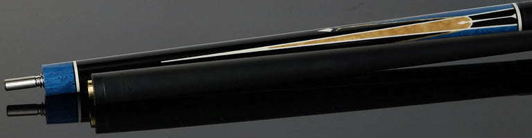 Longoni Galaxy Cyan Pool Cue with Linen Wrap and Luna Nera Shaft