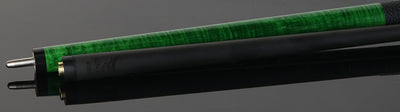 Bull Carbon Green Stained Maple with Green Genuine Shell Inlays Play Cue with Textured Leather Wrap