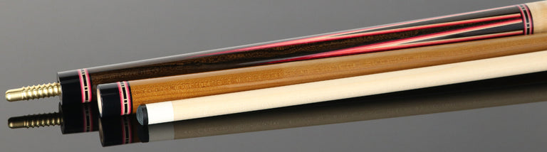 Jim Pierce Custom Cues -  Zircote Forearm with 6 Zircote Points and Birdseye Maple Wrap Section  - 1 Maple - 1 Keilwood  Shaft