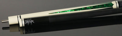 Meucci 2020 White - Green Pearl - Black/White Wrap Pool Cue with Carbon Shaft - 2020WHGRBKWHC