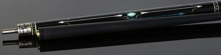 Longoni Ogiva Silver No Wrap Pool Cue with Luna Nera Graphite Shaft
