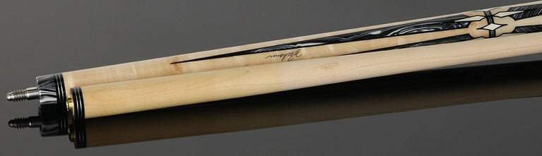 Pechauer Pro R Series No-Stained Maple with Black and White Malachite Points No Wrap Pool Cue