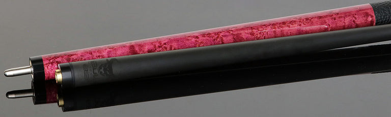 Bull Carbon Purple-Stained Birdseye Maple Play Cue with Textured Leather Wrap