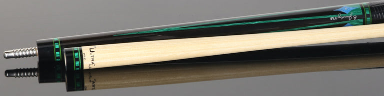 Jacoby Nova Ebony and Malachite Custom Pool Cue with Black Lizard Wrap and Ultra Pro Shaft