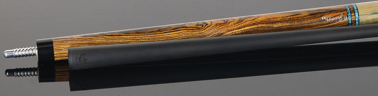 Jacoby Bocote and Spalted Maple Custom Pool Cue with 12.3mm Jacoby Black V4 Carbon Shaft