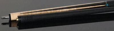 Bull Carbon Birdseye Maple with Black Points and Abalone Inlays Play Cue with Textured Leather Wrap