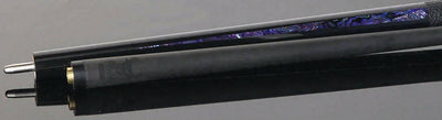 Bull Carbon Black with 6 Purple Abalone Points Play Cue with Textured Leather Wrap