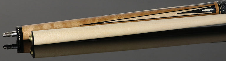 Pechauer JP T Series Natural-Stained Maple with Black Pearl and Maple Points Pool Cue with Irish Linen Wrap