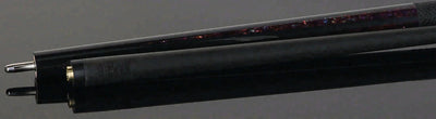 Bull Carbon Black with 6 Rosey Pink Abalone Points Play Cue with Textured Leather Wrap