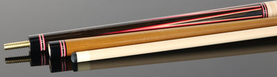 Jim Pierce Custom Cues - African Blackwood Forearm with 6 Zircote Points and Curly Maple Wrap Section  - 1 Maple - 1 Keilwood  Shaft