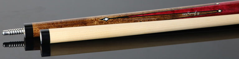 Jacoby Custom Pink-Stained Birdseye Maple with Buffalo Turquoise Play Cue - 0324-121