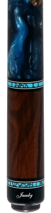 Jacoby Zircote with Turquoise and Impregnated Burl No Wrap Pool Cue with Carbon Shaft