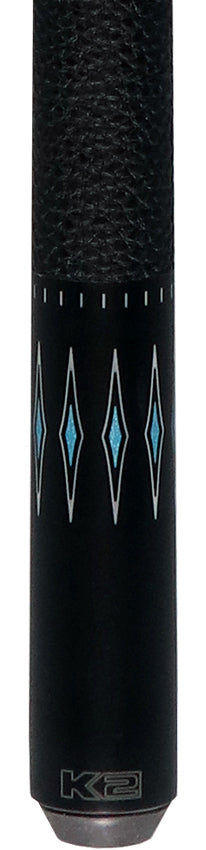 K2 Matte Black with Turquoise Diamond Graphic Pool Cue with 11.75mm LD Shaft - KLSE13