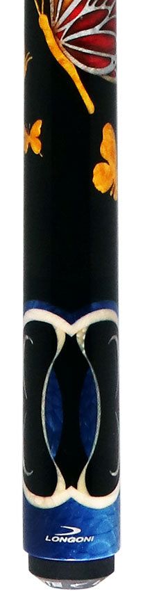 Longoni Papilio Lux Arcobaleno Pool Cue with American Luna Nera Pure Graphite shaft
