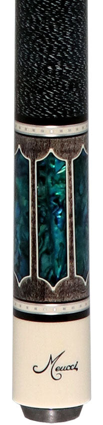 Meucci 2020 Gray - Blue Pearl - Black/White Wrap Pool Cue with Pro Shaft - 2020GYBLBKWHP