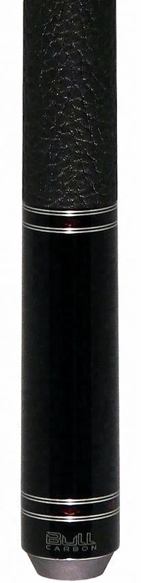 Bull Carbon Black with 6 Rosey Pink Abalone Points Play Cue with Textured Leather Wrap