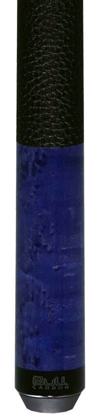 Bull Carbon Purple-Stained Birdseye Maple Play Cue with Textured Leather Wrap