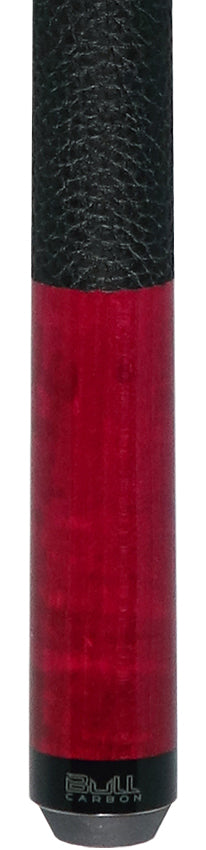 Bull Carbon Pink-Stained Curly Maple Play Cue with Textured Leather Wrap