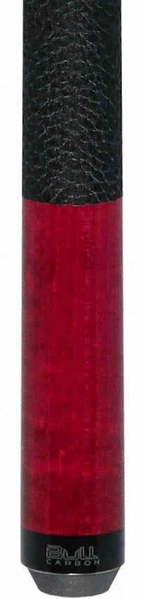 Bull Carbon Pink-Stained Curly Maple Play Cue with Textured Leather Wrap