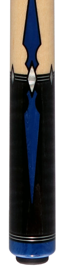 Pechauer Pro R Series Carbon Stained Maple with Blue Juma Points and Natural Maple Wrapless Pool Cue - P12R