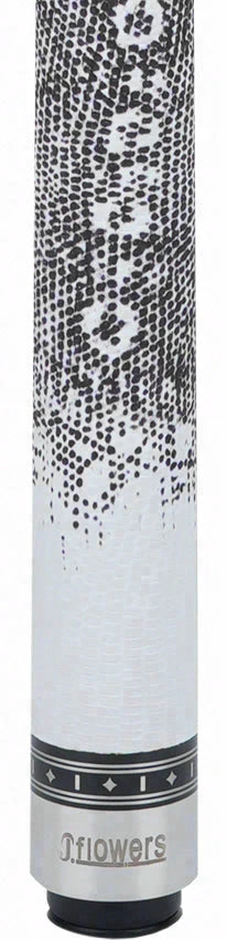 JFlowers True White Pool Cue with White Lizard Wrap and Carbon Shaft