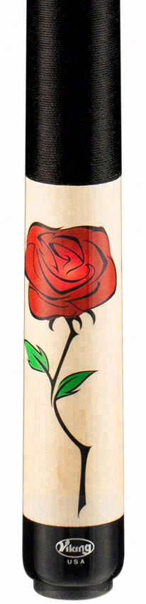 Viking De-Cues Series Natural Stained Northwood Maple with Wild Rose Graphic Play Cue - DE0300