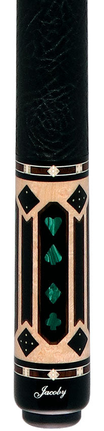 Jacoby Gambler Malachite Custom Pool Cue with 12.3mm Jacoby Black V4 Carbon Shaft