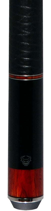 Bull Carbon Black with Cocobolo Inlays Play Cue with Textured Leather Wrap