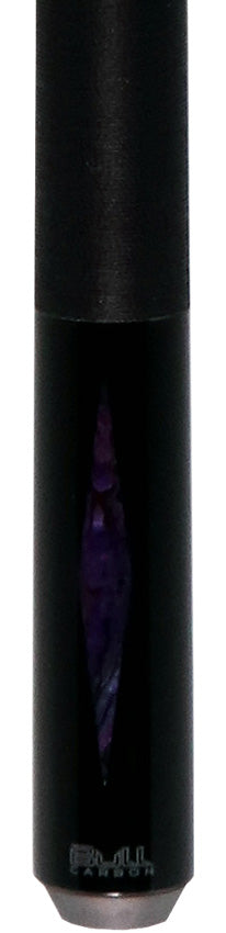 Bull Carbon Purple Stained Maple with Shell Inlays Play Cue with Textured Leather Wrap