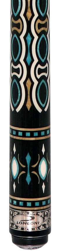 Longoni Ogiva Silver No Wrap Pool Cue with Luna Nera Graphite Shaft