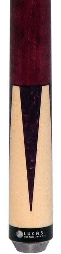 Lucasi Zero Flexpoint Natural Birdseye Maple with Purple Crush Inlays and Purple Birdseye Wrapless Pool Cue - LZC17